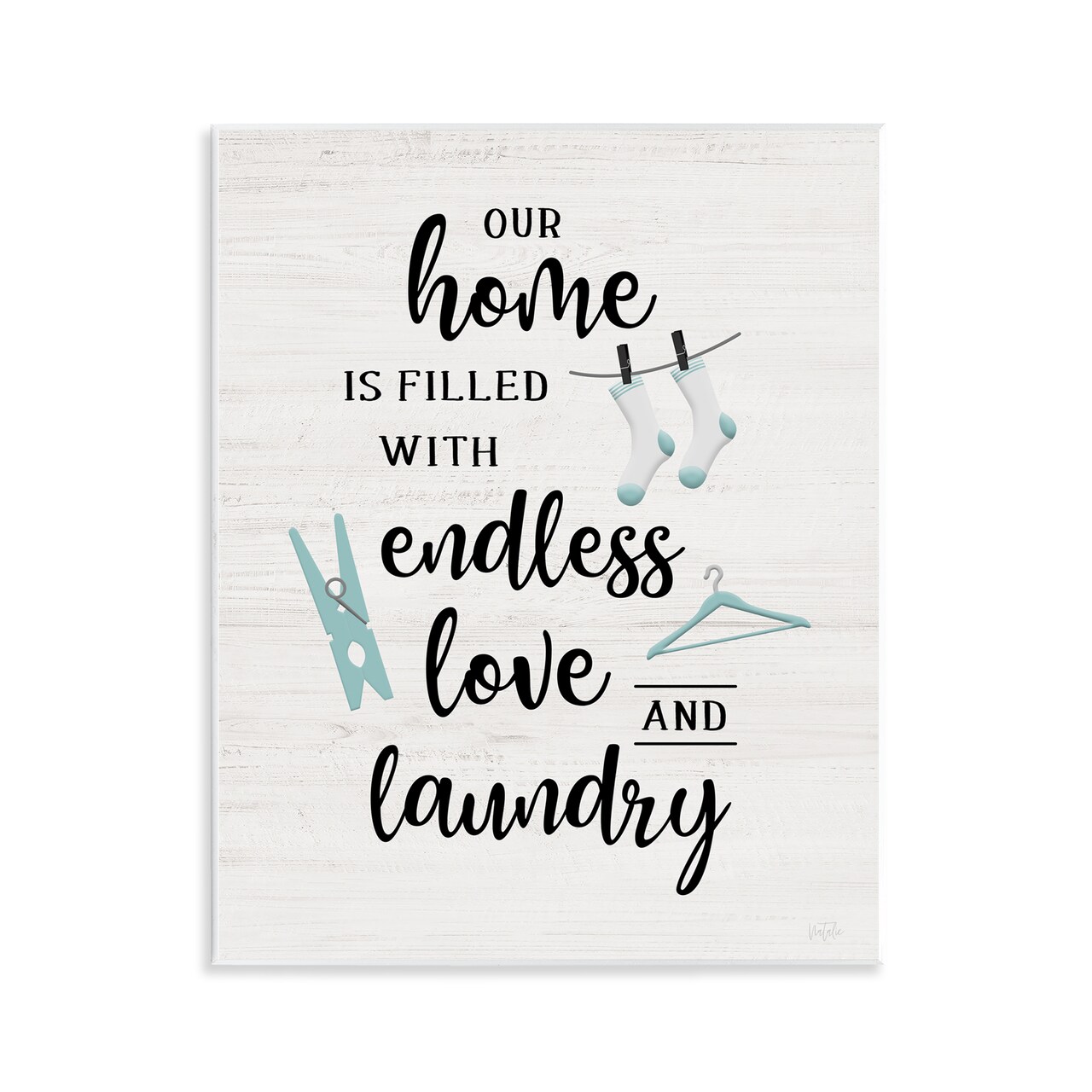 Stupell Industries Cursive Love & Laundry Wall Plaque Art Design by Natalie Carpentieri